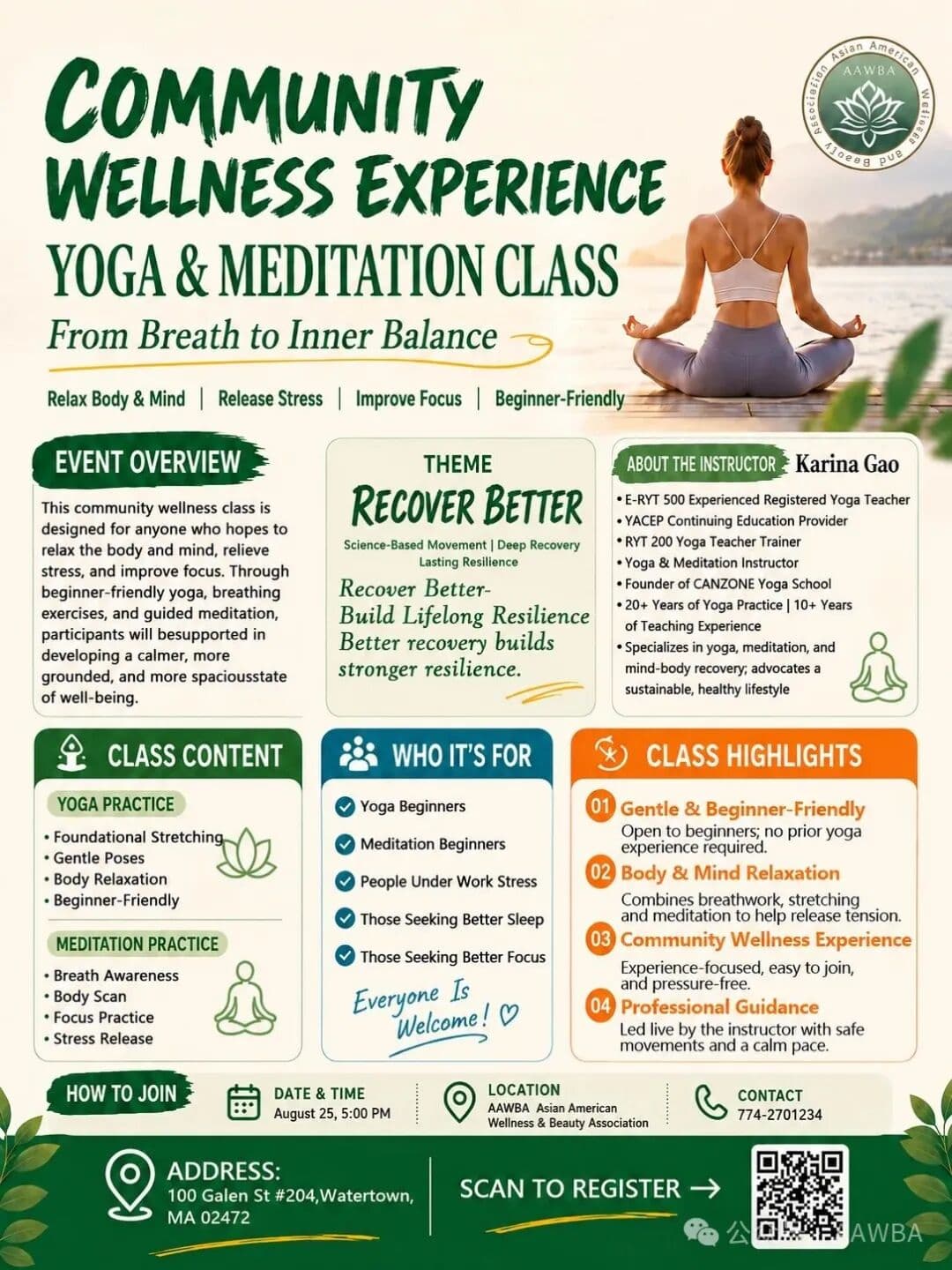 Community Wellness Experience: Yoga & Meditation Class